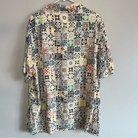 CLUB ROOM Mens Rumbie Mixed Medallion Silk Rayon Button Down Shirt Sz 2XL Casual - Picture 13 of 15